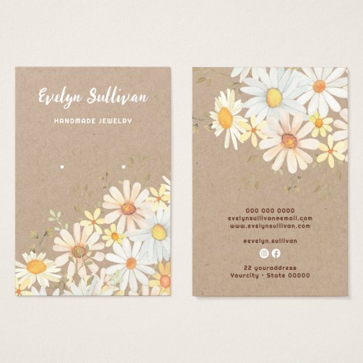 デイジーオンクラフト紙イヤリングディスプレイカード (正面&裏面)