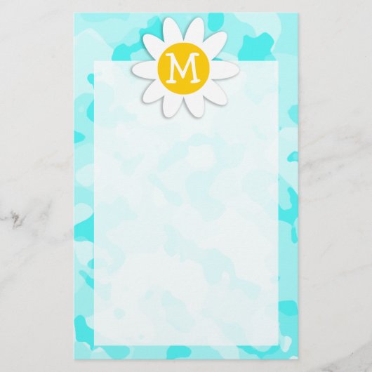 デイジーオンセレステ迷彩柄;カモフラージュ 便箋 (正面)