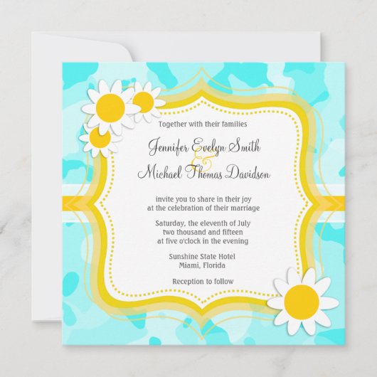 デイジーオンセレステ迷彩柄;カモフラージュ 招待状 (正面)