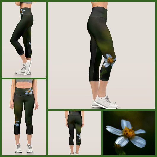 デイジーオンダークグリーンフローラ カプリレギンス