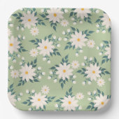 デイジーオンパステルグリーンバックグラウンド ペーパープレート (正面)