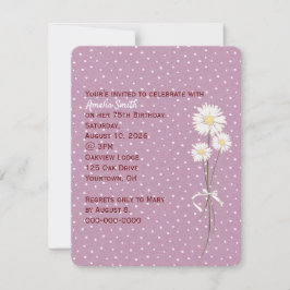 デイジーオン白ピンドット誕生日招待状 招待状