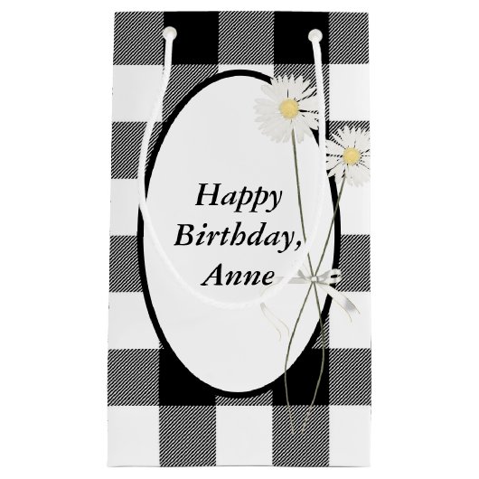 デイジーオン白黒バッファロープレイド スモールペーパーバッグ (正面)