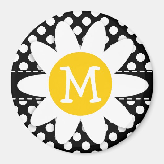 デイジーオン白黒水玉模様 マグネット (正面)