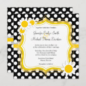 デイジーオン白黒水玉模様 招待状 (正面/裏面)
