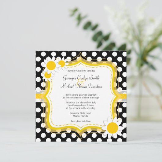 デイジーオン白黒水玉模様 招待状 (スタンド正面)