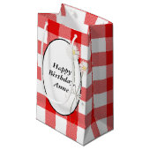 デイジーオン赤と白バッファロープレイド スモールペーパーバッグ (正面アングル)