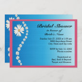 デイジーオン青の背景ブライダルシャワー招待状 招待状 (正面/裏面)