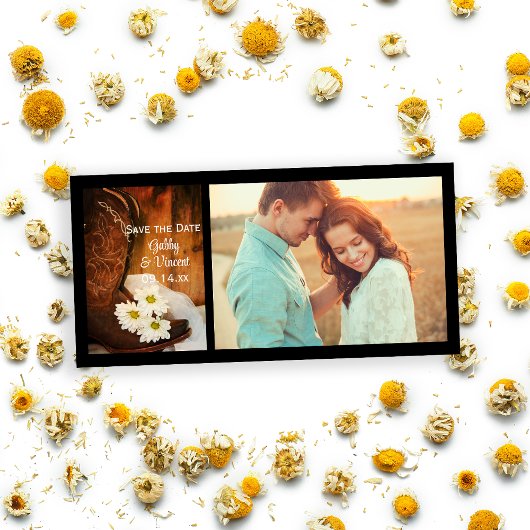 デイジーカウボーイブーツウェスタンウェディングデートを保存 セーブザデート