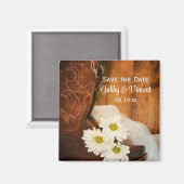 デイジーカウボーイブーツウェスタンウェディングデートを保存 マグネット (正面/裏面)