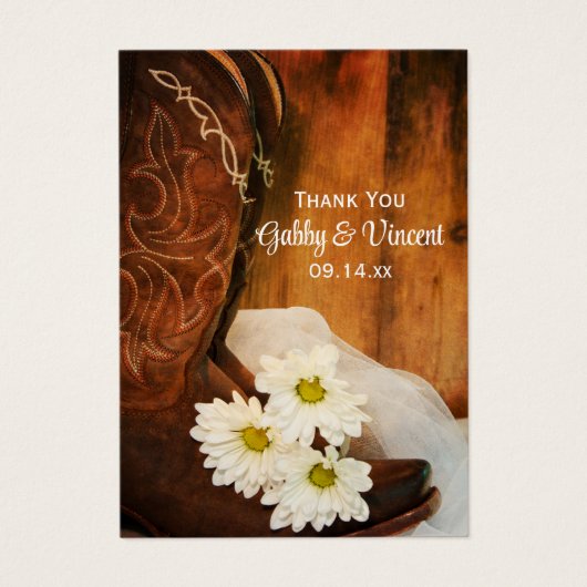 デイジーカウボーイブーツウェスタン結婚式の引き出物ラベル (正面)