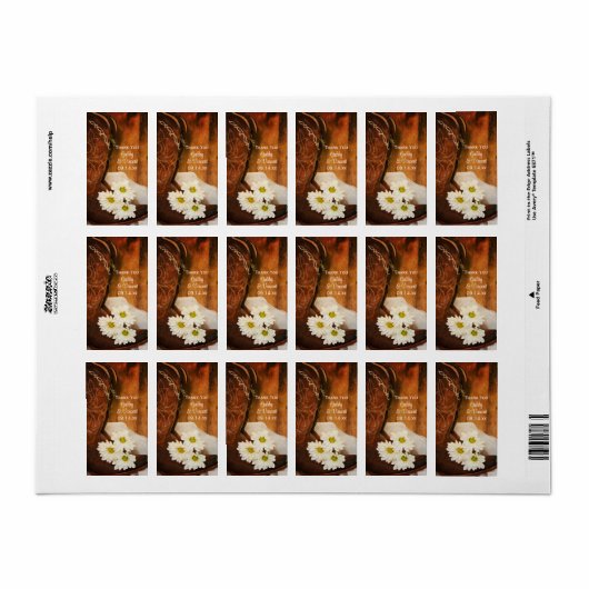 デイジーカウボーイ結婚ブーツの感謝メッセージカード ラベル (フルシート)