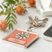 デイジーカスタムキーチェーンかわいい手描き花贈り物 キーホルダー (側面)