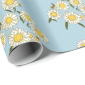 デイジーカモミール植物の花と青自然 ラッピングペーパー (ロールコーナー)