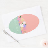 デイジーカラフルオンソフトピーチ&ジャングルミストベビー 楕円形シール (封筒)