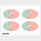 デイジーカラフルオンソフトピーチ&ジャングルミストベビー 楕円形シール (シート)