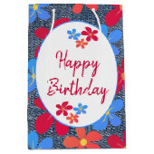 デイジーカラフルオンブルージャンデニム ミディアムペーパーバッグ (正面)