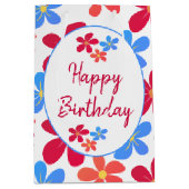 デイジーカラフルオンホワイト ミディアムペーパーバッグ (正面)