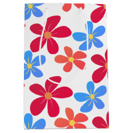 デイジーカラフルオンホワイト ミディアムペーパーバッグ