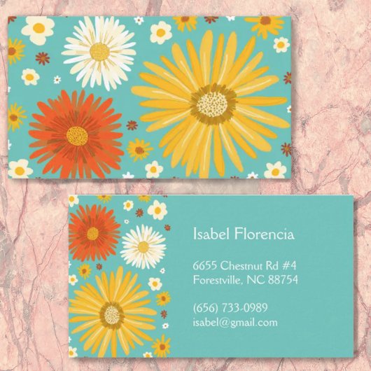デイジーカラフルティール(緑がかった色)青 名刺