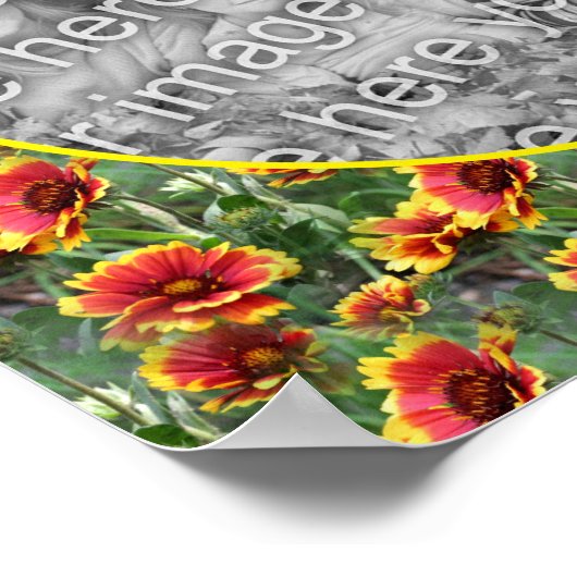 デイジーカラフルフラワーフレーム自分の写真を作成 ポスター (角)