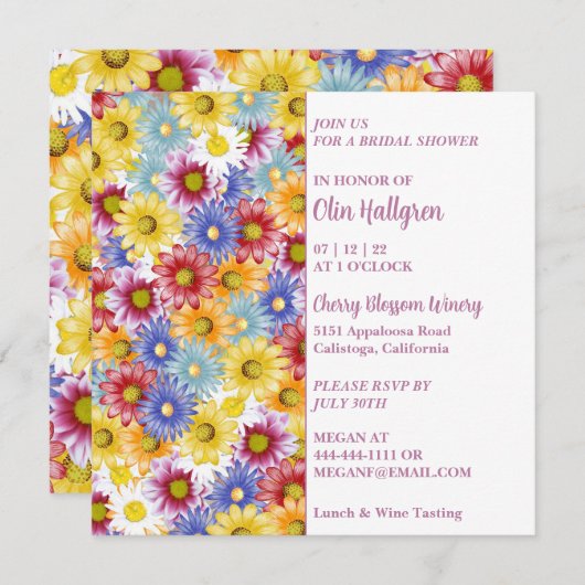 デイジーカラフルブライダルシャワー招待 招待状 (正面/裏面)