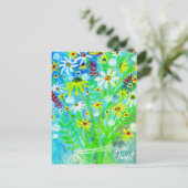 デイジーカラフルブーケ幸運 ポストカード (スタンド正面)