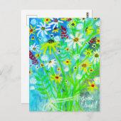 デイジーカラフルブーケ幸運 ポストカード (正面/裏面)