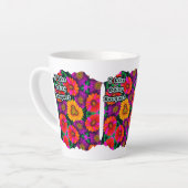 デイジーカラフルブーケ模様 カフェラテマグ (左アングル)