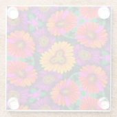 デイジーカラフルブーケ模様 ガラスコースター (裏面)