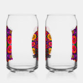 デイジーカラフルブーケ模様 ガラス缶 (左)