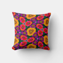 デイジーカラフルブーケ模様 クッション