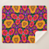 デイジーカラフルブーケ模様 シェルパブランケット (正面(横))