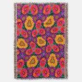 デイジーカラフルブーケ模様 スローブランケット (正面縦)