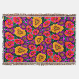 デイジーカラフルブーケ模様 スローブランケット
