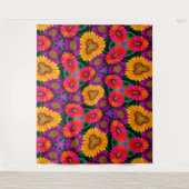 デイジーカラフルブーケ模様 タペストリー (正面)