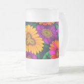 デイジーカラフルブーケ模様 フロストグラスビールジョッキ (正面右)