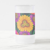デイジーカラフルブーケ模様 フロストグラスビールジョッキ (中央)