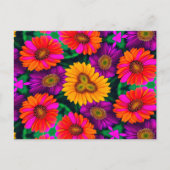 デイジーカラフルブーケ模様 ポストカード (正面)