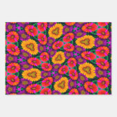 デイジーカラフルブーケ模様 ラッピングペーパーシート (正面3)