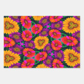 デイジーカラフルブーケ模様 ラッピングペーパーシート (正面)