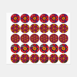 デイジーカラフルブーケ模様 ラベル