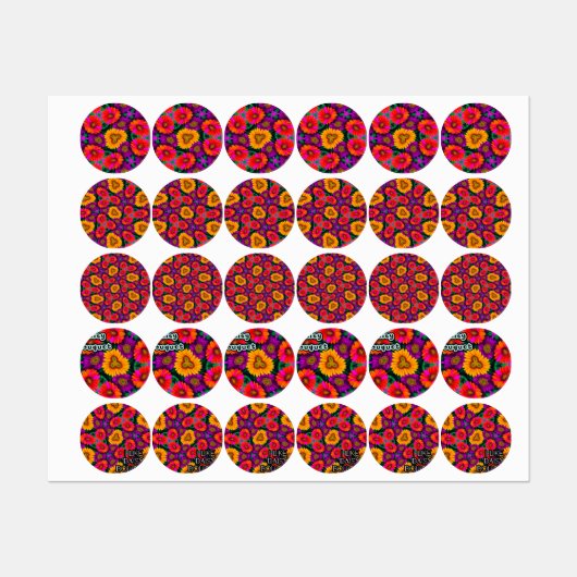 デイジーカラフルブーケ模様 ラベル (シート)