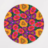 デイジーカラフルブーケ模様 ラベル (デザイン2)