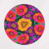 デイジーカラフルブーケ模様 ラベル (デザイン1)