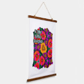 デイジーカラフルブーケ模様 吊り下げ型タペストリー (傾斜あり)