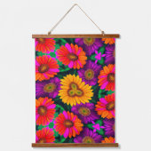 デイジーカラフルブーケ模様 吊り下げ型タペストリー (正面)