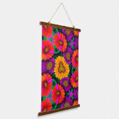 デイジーカラフルブーケ模様 吊り下げ型タペストリー (傾斜あり)