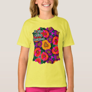 デイジーカラフルブーケ模様 Tシャツ