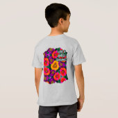 デイジーカラフルブーケ模様 Tシャツ (裏面フル)